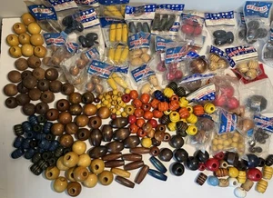 Vintage Macrame Jewelry Crafting Wood Bead Lot (300+ Beads) Some NIP - Picture 1 of 11
