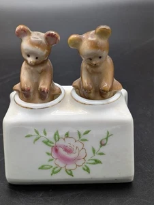 COPPIA ORSETTO BAMBINO VINTAGE AGITATORI SALE E PEPE NODDER GIAPPONE  - Foto 1 di 6