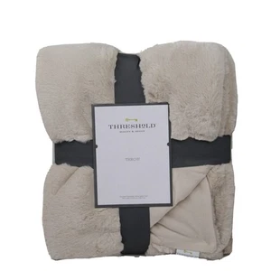 Kunst Kaninchenfell weiche Decke von Threshold in neutralem Beige 60 x 50 Zoll - Bild 1 von 5