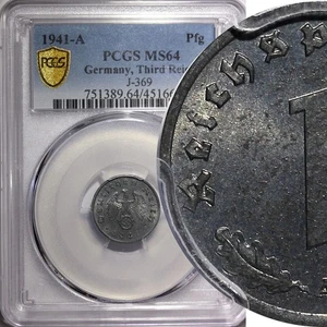 Germania-Terzo Reich Zinco 1941 A 1 Reichspfennig WWII PCGS MS64 KM# 97 (85) - Foto 1 di 6