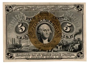 FR. 1234 5 c. 2nd Issue Fractional Note - Picture 1 of 2