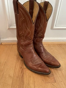 Justin Boots Cowboy Boots Mens 9.5 D Brown Leather Boots Western Roper 2497 - Picture 1 of 9