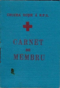 Rumänien, 60er Jahre, Rotkreuz Mitgliedskarte RPR - Einnahmen Steuermarken / Aschenputtel - Bild 1 von 7