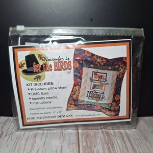 Pine Mountain Designs NOVEMBER IS FOR THE BIRDS #582 Kit federe cuscino nuovo - Foto 1 di 3