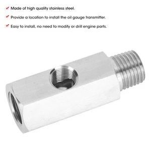 √Universal Car Engine Oil Pressure Gauge Adaptor Stainless Steel 1/4NPT Engine - Picture 1 of 9