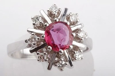 Ruby Altschliff Diamond Ring 585er 14 KT White Gold Large 53 Top - Image 1 of 4