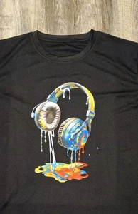 Manfinity Black Graphic T-Shirt Headphones Dripping Paint Size Medium Poly - Bild 1 von 7