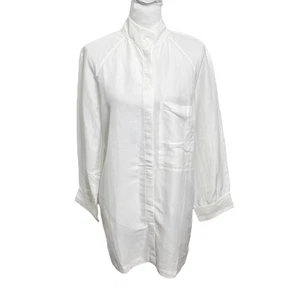 Lunya weiße Tunika Top Damen klein Seide Leinen Baumwollmischung Relaxed " - Bild 1 von 8