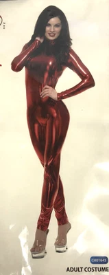 Sexy LIQUID METAL UNITARD Metallic Red Bodysuit JumpSuit Costume WOMENS SZ SMALL - Image 1 of 4