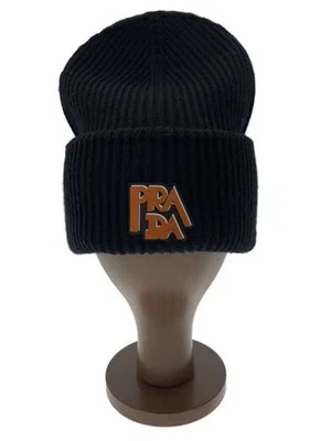 Gorra tejida con logotipo de Prada/grande/lana/negra/color liso/para hombre/27402 S191 1TKE Foto 1 de 4