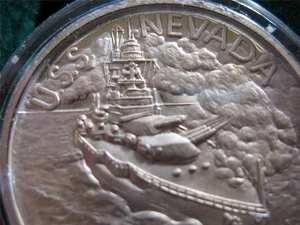 1+.OZ.999 RARE SILVER COIN WWII DEC 7 1941 PEARL HARBOR + GOLD USS NEVADA - Picture 1 of 9