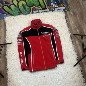 Suzuki Jacket Bomber VTG Build Base Racing Jacket HAWK red size medium - Picture 1 of 9