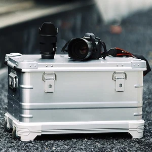 1Pc Silver Aluminum Telescopic Photography Equipment Box Camera Storage Case - Picture 1 of 8