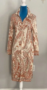 ELIE TAHARI WOMENS ORANGE AND CREAM PAISLEY DRESS - PRE-OWNED - EUC - Picture 1 of 8