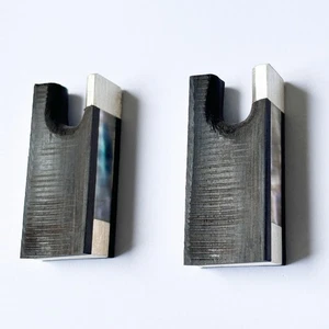 2x Semi Finished Violin Frog Ebony Wood Pure Silver Ring Ferrule Plate Slide - Picture 1 of 5