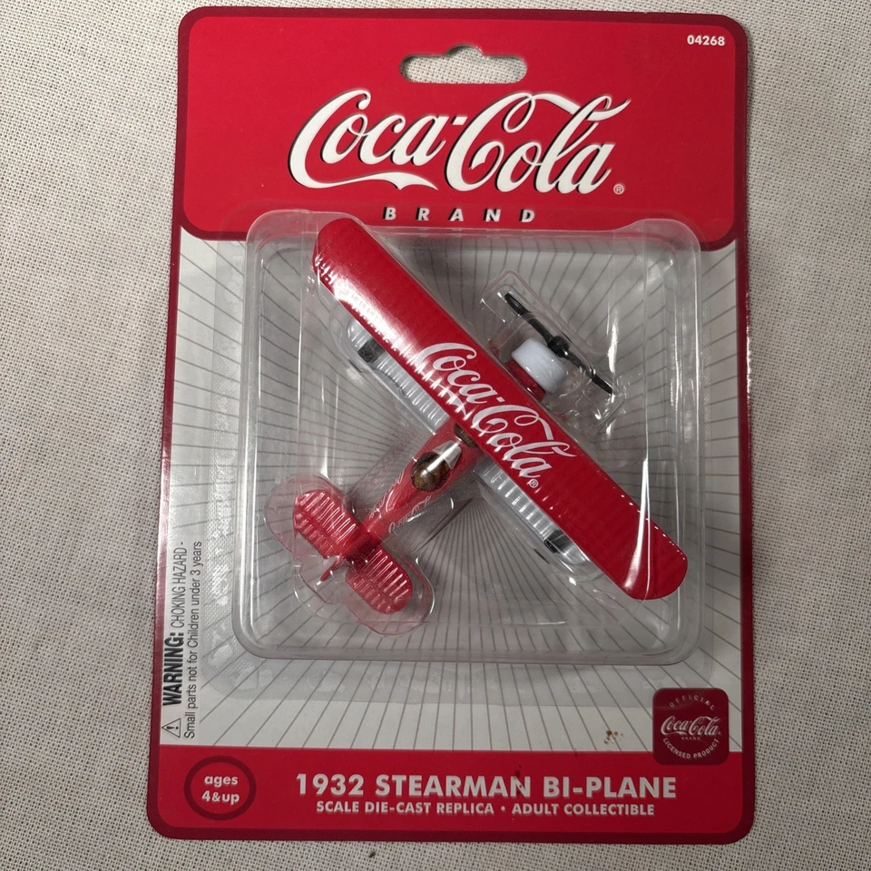 Coca Cola 1932 Stearman Bi-Plane Die Cast Coke Collectible Gearbox Toys - Image 1 of 2
