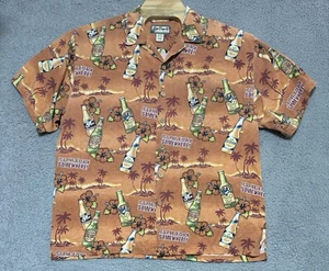 Big Dogs Resort Wear 100% Silk Button Up Shirt All Over Print Mens XL Beer Beach - Picture 1 of 5