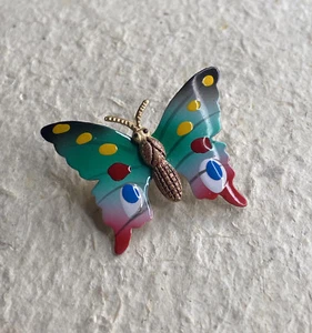 Vintage bemalte Schmetterling Brosche Anstecknadel. - Bild 1 von 6