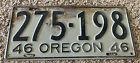 Original 1946 Oregon License Plate, Unrestored 