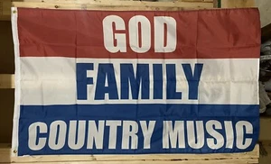 God Family Country Music Flag FREE SHIP Man Cave Beer Concert Song USA Sign 3x5’ - Picture 1 of 1