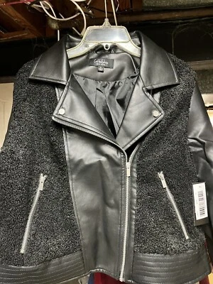 Chaqueta de moto Juniors CoffeeShop de cuero sintético negra talla XL Foto 1 de 4