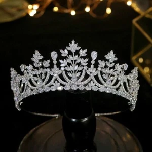 Tiara Crystal Crown Hair Bridal Classic Headwear Cubic Zirconia Gift For Women - Picture 1 of 12