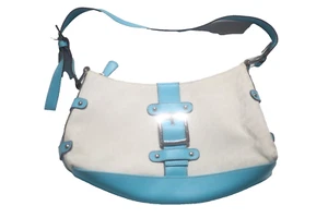 New York & Company Vintage Y2K Shoulder Bag Purse White Blue Canvas - Picture 1 of 10