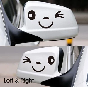 2x CUTE CHARACTER WINK FACE Vinyl Sticker 200mm wide for CAR WING MIRRORS - Picture 1 of 4