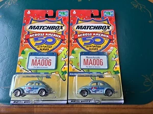 2 Matchbox 1962 Volkswagen VW Beetle Massachusetts Diecast 50th Birthday 1:64 - Picture 1 of 4