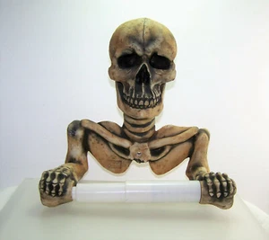 Skull Skeleton Bathroom Toilet Paper Holder Skulls Toliet Tissue Halloween  - Picture 1 of 4