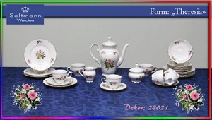 Kaffeeservice 8P. Seltmann Weiden Theresia 24021 kanne tasse teller blumen - Bild 1 von 16