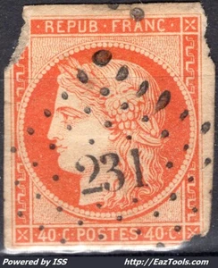 FRANCE CERES N° 5 OBLITERATION PC 231 BAGNOLS SUR SEZE GARD A VOIR - Picture 1 of 2