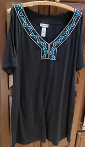 CATHERINES ~Black~Cold Shoulder~Embellished~Knit Tunic Top/Dress~Plus~SZ~1X~NWT - Picture 1 of 4