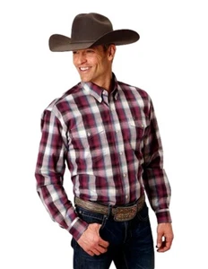 Roper Western Shirt Mens Long Sleeve Pleating Wine 03-001-0378-1033 WI - Picture 1 of 2