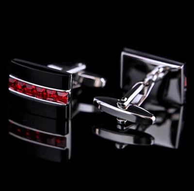 Sparkling Red 1.10CT Square Shape Ruby With Black Onyx Classic Gorgeous Cufflink - Image 1 of 4
