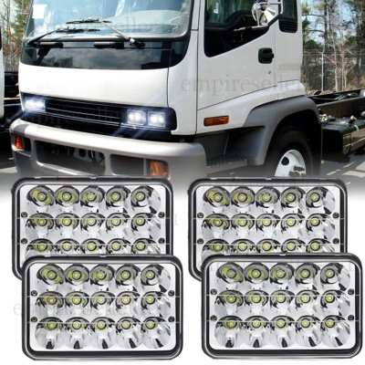 Faróis LED HI/LO aprovados pelo DOT 4 peças preto 4x6" polegadas adequados para GMC T7500 com DRL - Imagem 1 de 4