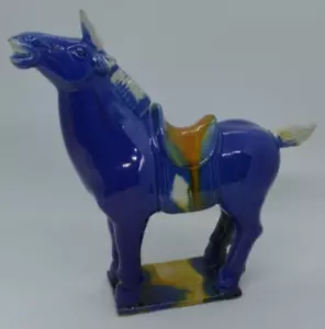 Vintage Chinese Tang Dynasty Sancai Drip Style Glaze, Ceramic War Horse Figurine - Picture 1 of 9