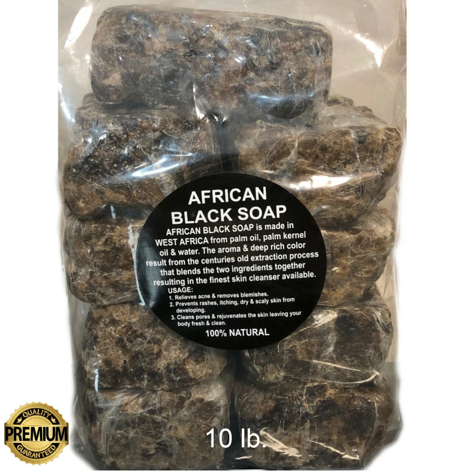 Raw African Black Soap 10 LB - 100% Pure Organic Unrefined Premium Quality Ghana - Image 1 of 4