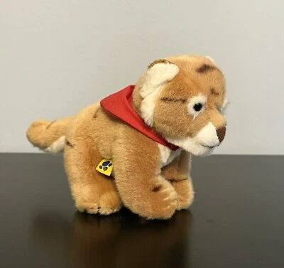 Build a Bear Baby MINI Sabertooth Tiger Plush Stuffed Cub BAB Red Bandana 6” HTF - Image 1 of 4