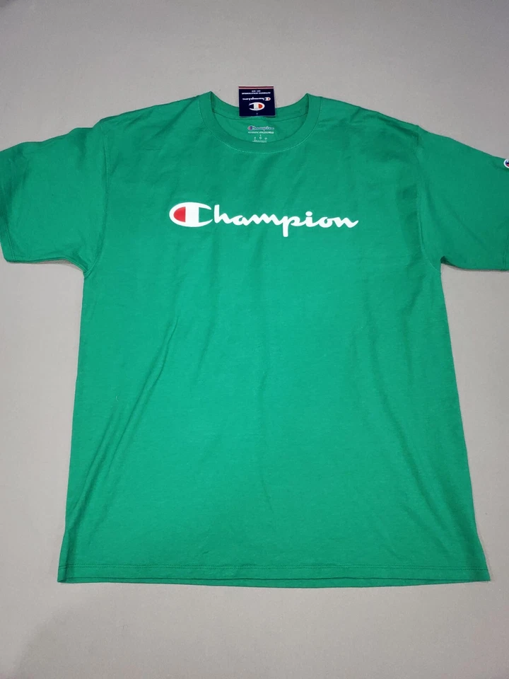 Champion Classic Jersey Script T-shirt Kelly Green Size Large R26a