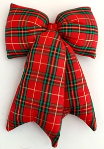 Christmas Bow Red Green Plaid Oversized Gift Decoration Tree Ornament - Picture 1 of 2