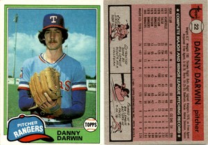 Danny Darwin 1981 Topps Baseball Card 22  Texas Rangers