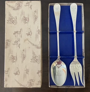 1847 Rogers Bros GRANDE cucchiaino da tè Texas e forchetta da cocktail stella - RARO SET IN SCATOLA - Foto 1 di 11