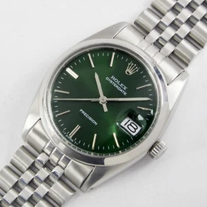 Orologio Vintage Rolex Oysterdate Precision 6694 Sunburst Verde Uomo Acciaio - Foto 1 di 18