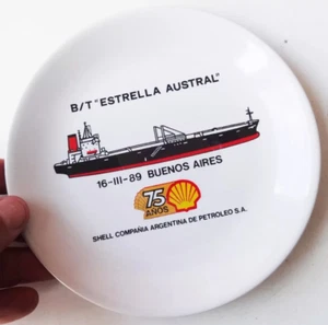 VINTAGE ARGENTINA SHELL OIL COMPANY PLATE 75TH ANNIVERSARY IN THE COUNTRY SHIP - Picture 1 of 7