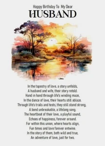 NEW Happy Birthday To My Dear Husband - A5 Card for Him Husband Male Love - Picture 1 of 5