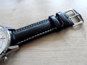 Black Leather Watch Strap fits Breitling Navitimer Leather Strap 22 mm - Picture 1 of 13