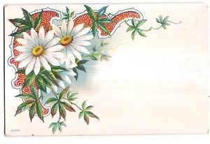 WHITE DAISY 5 Petal Leaves Flowers All Occasion Floral Embossed Postcard DB - Picture 1 of 3