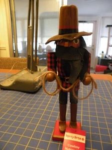 NUTCRACKER COWBOY AFRICAN AMERICAN 12” TALL WOODEN CHRISTMAS MERRY BRITE NWT - Picture 1 of 3