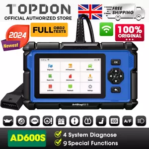 TOPDON ArtiDiag600S Car Diagnostic Tool OBD2 Scanner ABS/SRS/AT/Engine 9 Service - Picture 1 of 19